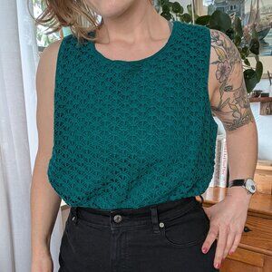 Maggie McNaughton - Vintage 90s knit crochet lace tank - 2X
